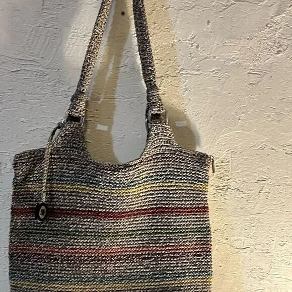 The SAK handbag with stripes— khaki and colored stripes. Carried 1 time!! - Picture 5 of 12